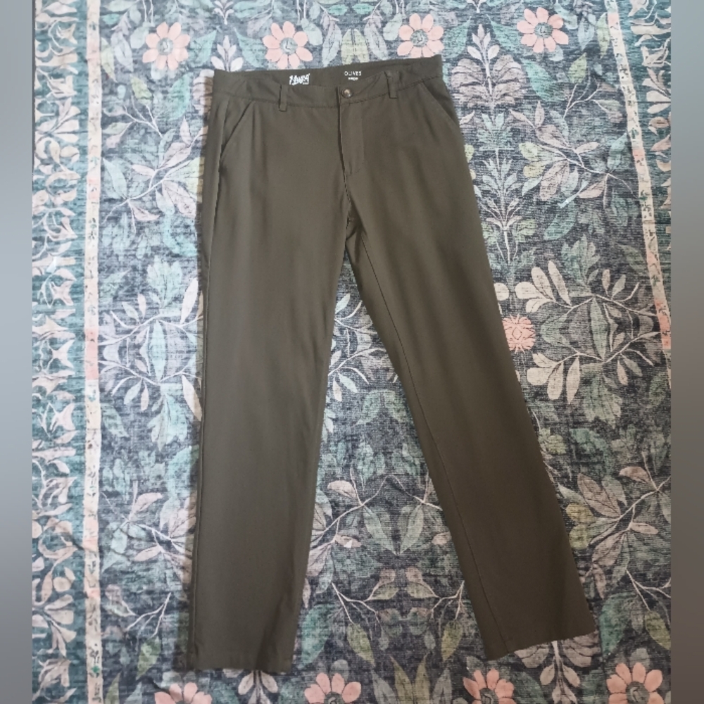 Mugsy Jeans Mens Olives Chino Pants 33x30 Stretch Comfort Work Slim Straight